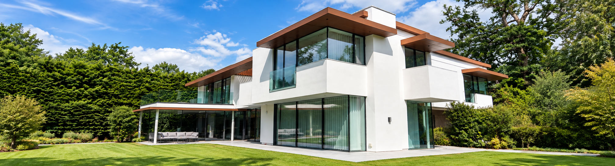 Modern house with white external render
